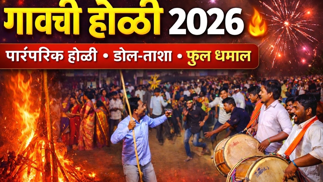 गावची होळी 2026 🔥| पारंपरिक होळी, ढोल-ताशा आणि फुल धमाल