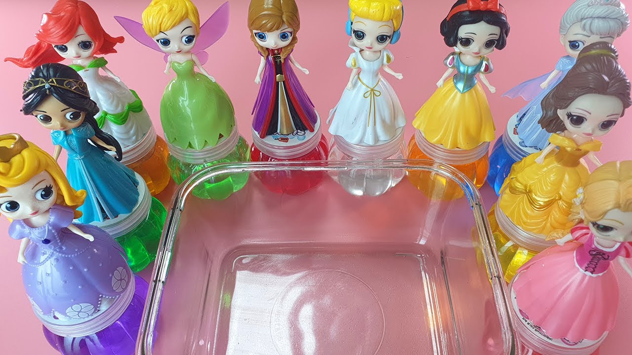 Satisfying ASMR | Mixing Disney Princess Colorful Slime | Sofia, Ariel, Cinderella, Elsa, Rapunzel