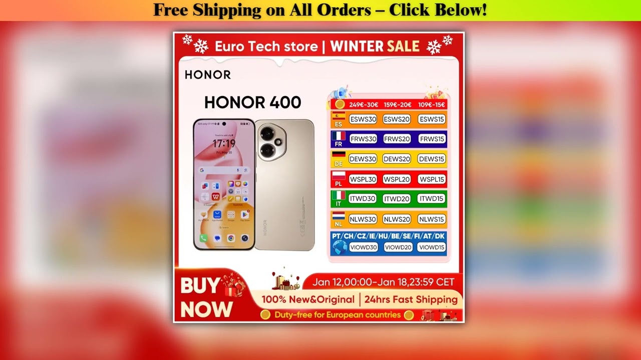 HONOR 400 Smartphone 5G Snapdragon 7 Gen 3 MagicOS9.0 200MP Ultra-Clear AI Camera 6.55' AMOLED