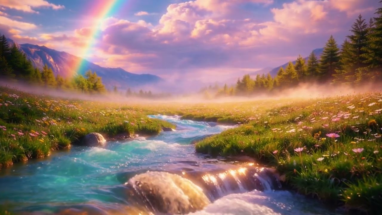 4K Rainbow River Ambience | Relaxing Nature Sounds for Sleep