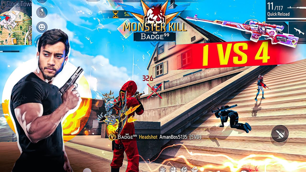 I Became Headshot Machine in Solo Vs Squad SVD Gameplay - Garena Free Fire