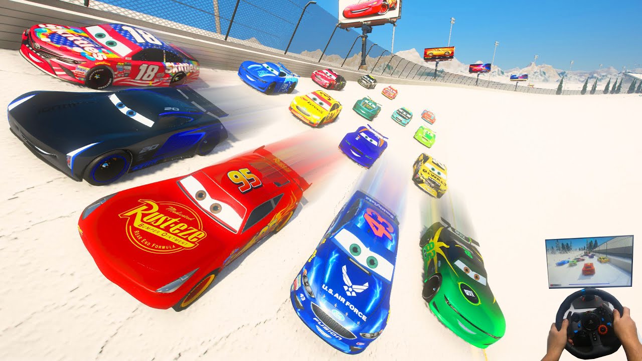 Winter Race Daytona Crazy Cars 3 Next Gen VS Nascar & Friends McQueen Storm Cruz Conrad Camber