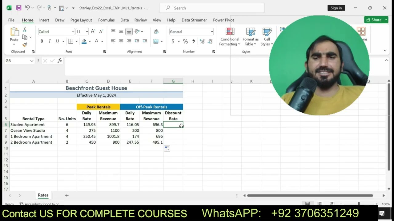 Exp22_Excel_Ch01_ML1_Rentals | Excel Chapter 1 Mid-Level 1-Guest House Rental Rates |Excel Chapter 1