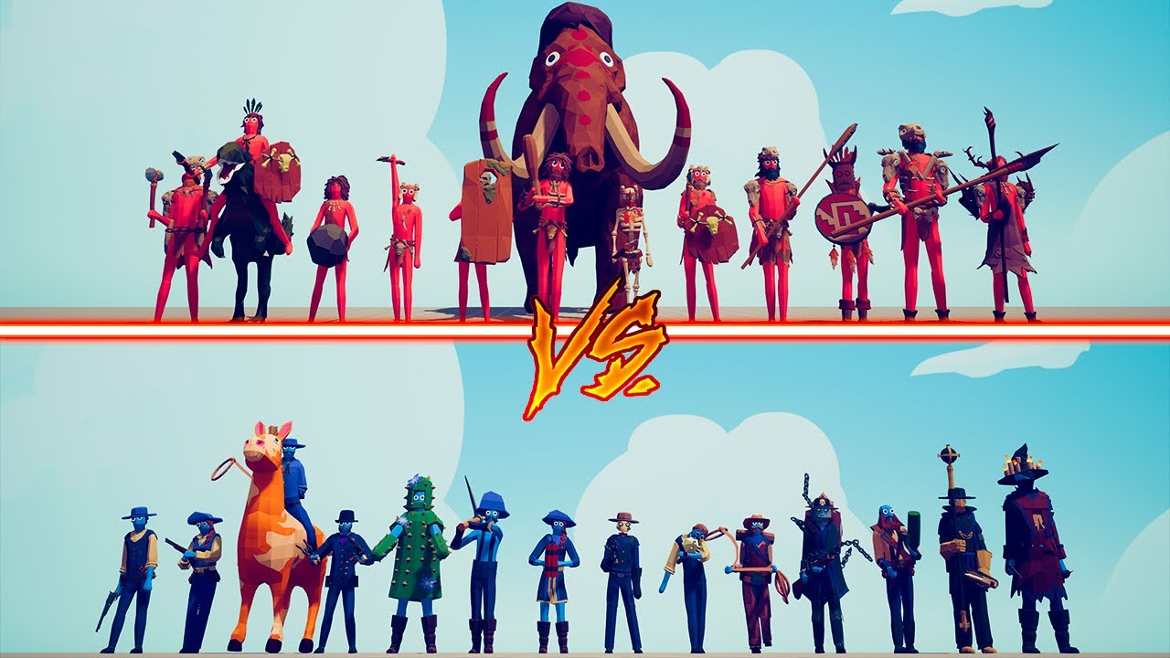 MEGA WILD WEST TEAM vs MEGA TRIBAL TEAM - Totally Accurate Battle Simulator | TABS