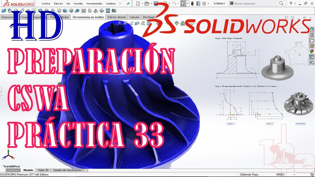 TURBINA EN SOLIDWORKS  | SUPERFICIES Y APLICACIÓN