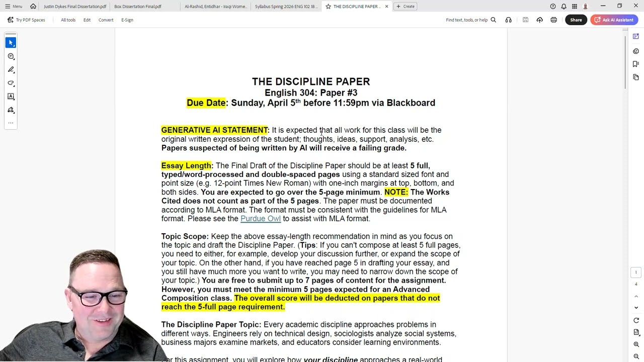 ENG 304 - The Discipline Paper Prompt Walkthrough