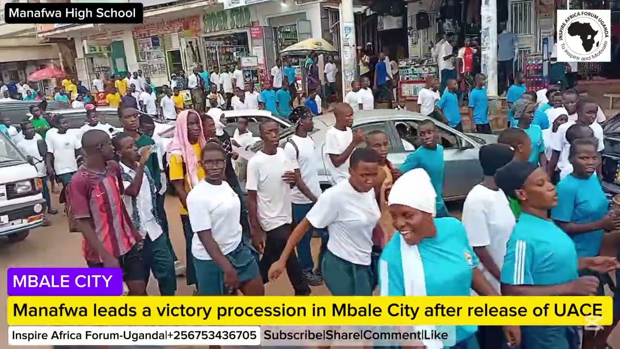 Manafwa High School leads a victory procession in Mbale City after release of UACE results 
