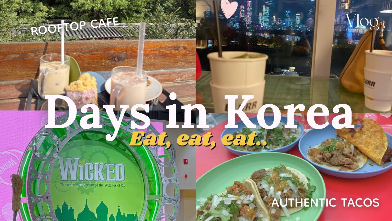 What I ate in Korea 🇰🇷 | Delivery food everyday, lovely cafe, popular street, Wicked musical🎶