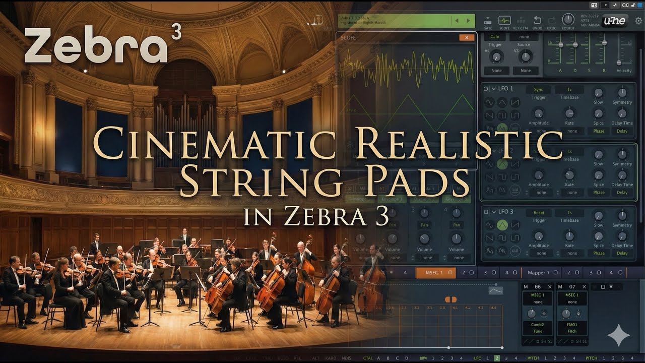 How to Design Cinematic Realistic String Pads - Zebra 3 Sound Design Tutorial