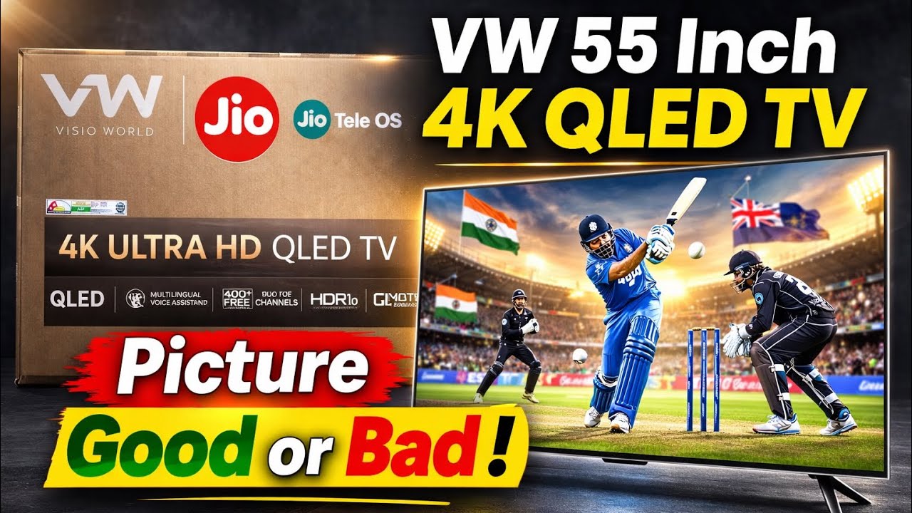 First Jio TV Unboxing & Review in 2026 🔥 | VW 55” 4K QLED TV Full Honest Review & Unboxing!