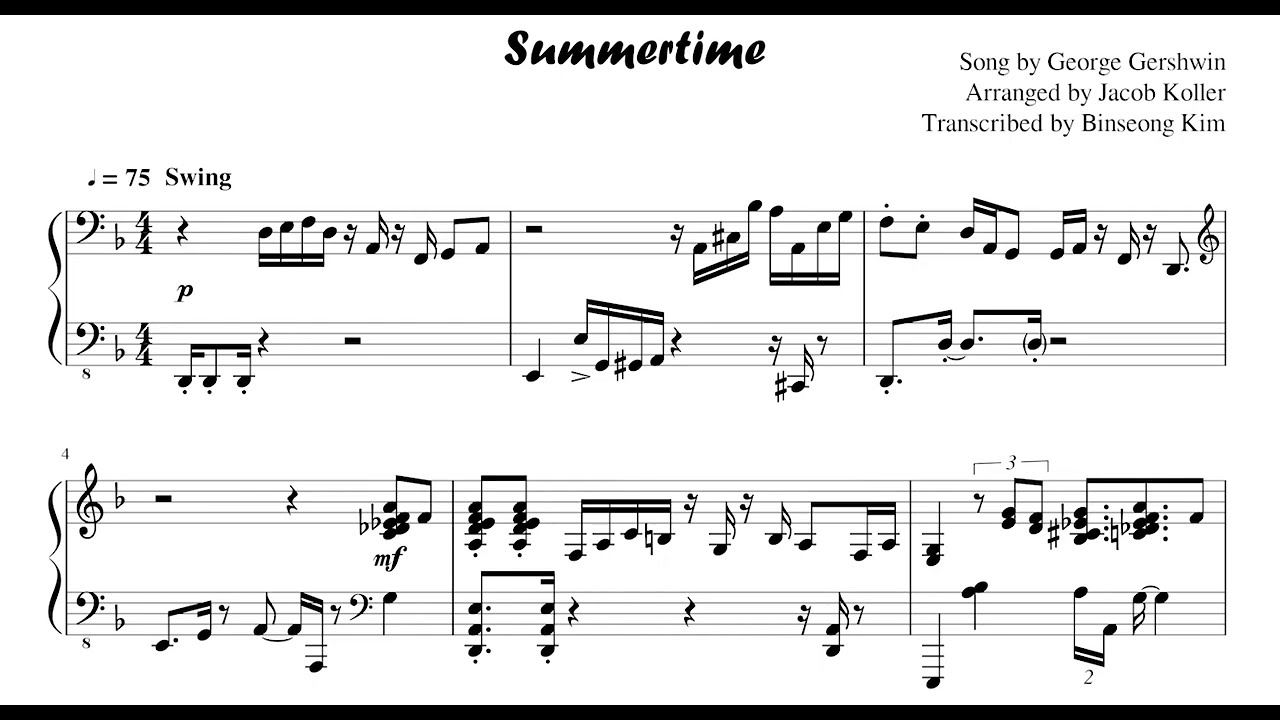 Summertime by Jacob Koller (Transcription)
