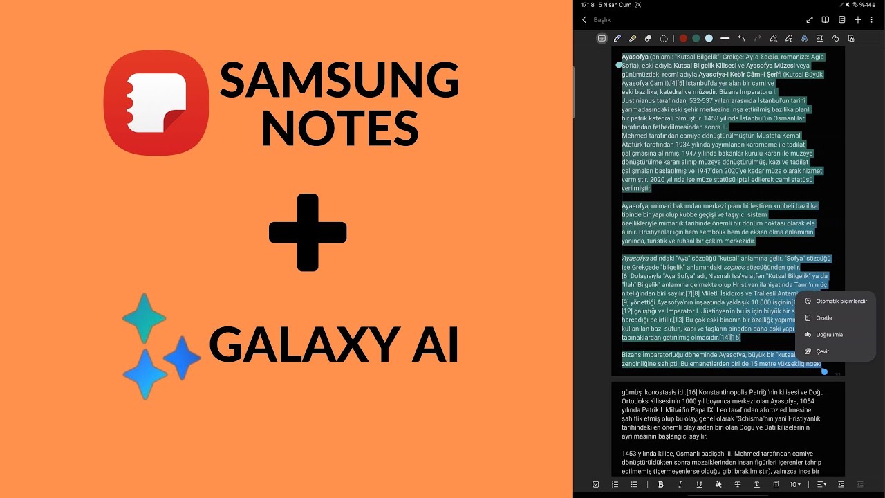 Samsung Notes'a gelen Galaxy AI özellikleri. Tam öğrenci işi...