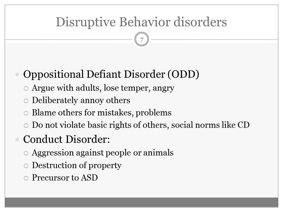 Disruptive Behavior Disorders in Childhood and Adolescence