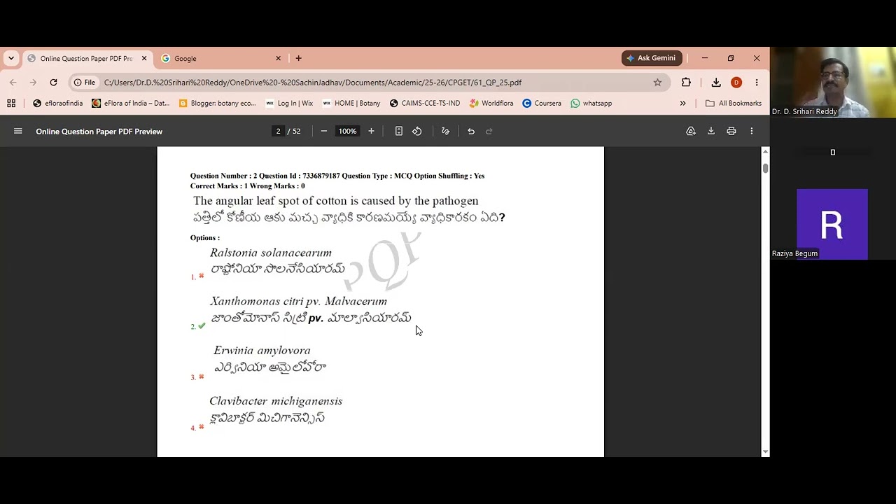 CPGET 2026 M.Sc. Botany Entrance  PYQs review - 1