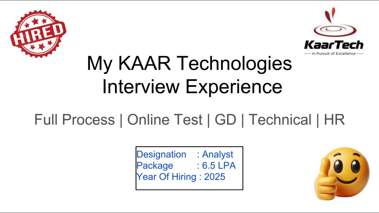 KAAR Technologies Interview Experience  | Full Process | Online Test, GD, Technical, HR | 6.5 LPA