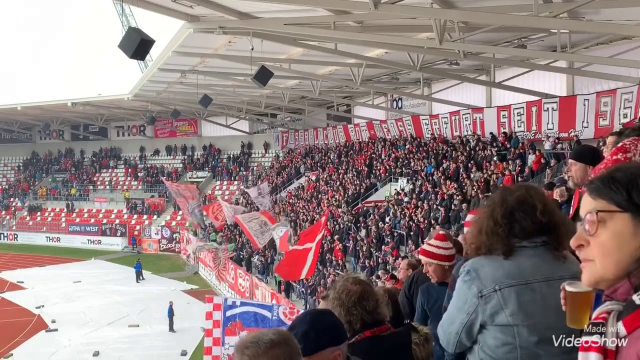 Fc Rot Weiß Erfurt gegen Wacker Nordhausen! Krasser Support von Fc Rot Weiß Erfurt!
