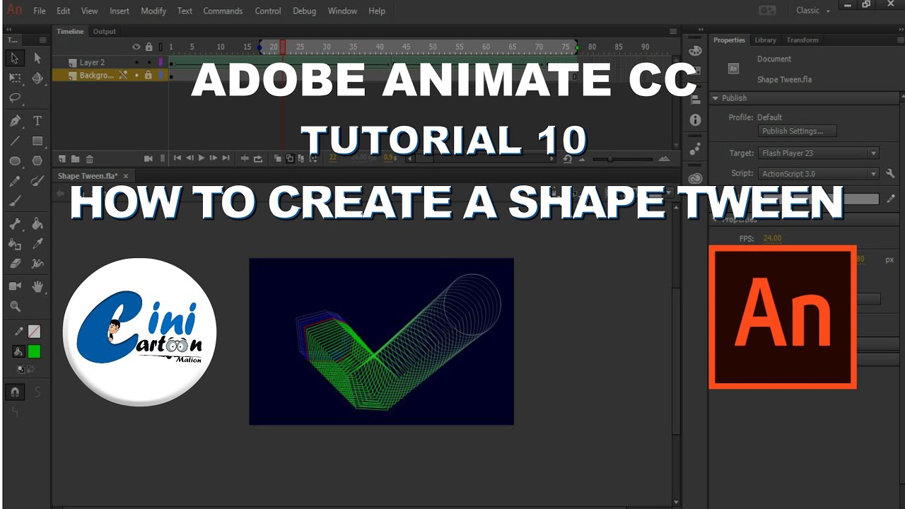 ANIMATE CC TUTORIAL - 10 | CREATE A SHAPE TWEEN |