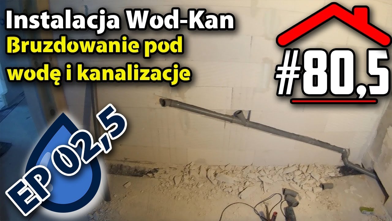 #80,5 Piony kanalizacyjne i przepust w ścianie || Instalacja Wod-Kan EP02,5 - Dom na płycie fund.