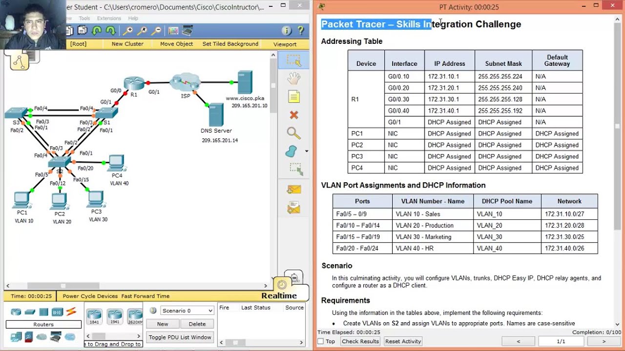 8.3.1.2 - 10.3.1.2 Packet Tracer - Skills Integration Challenge