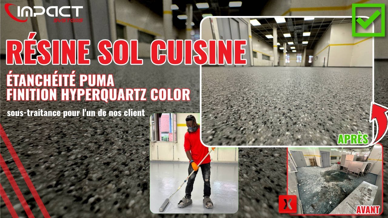 Application de résine de sol pour cuisine - Étanchéité avec finition.