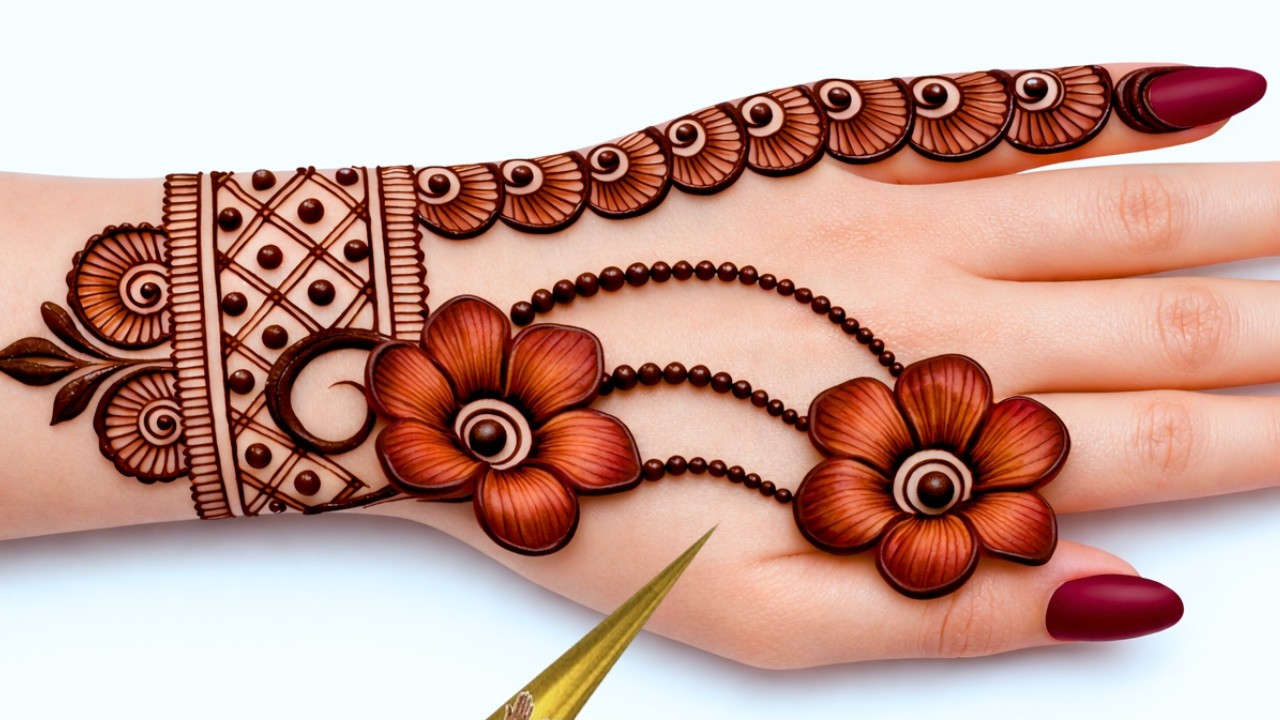 Very simple unique style mehndi design for back hand|new easy mehndi design 2026 | #mehandi designs