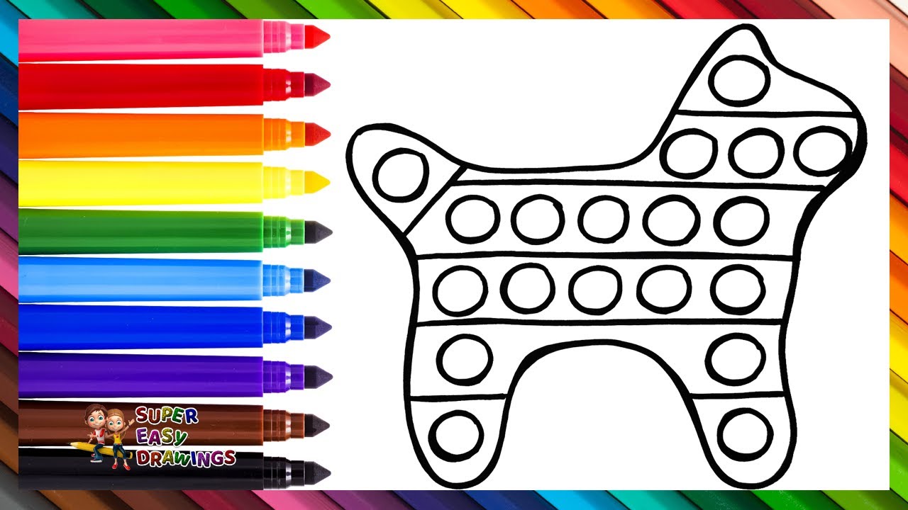Draw and Color a Dog POP IT 🐶🐕🔴🟠🟡🟢🔵🟣🌈 Drawings for Kids