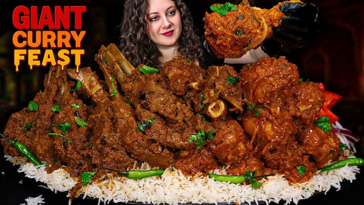 SPICY MUTTON & LAMB CURRY 🔥 SPICY CHICKEN CURRY 🍗 MUKBANG ASMR | BASMATI RICE | INDIAN FOOD