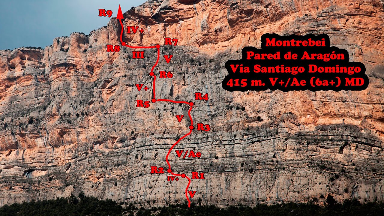 Vía Santiago Domingo a la Pared de Aragón en Montrebei