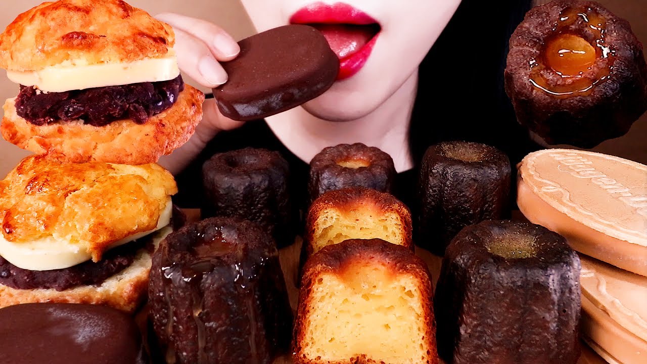 ASMR CANELÉS, HAAGEN-DAZS CRISPY ICE CREAM, SCONE, CHOCOLATE eating sounds MUKBANG까눌레, 스콘, 아이스크림 먹방