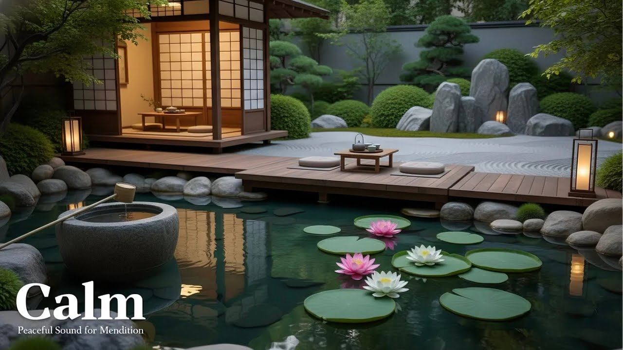 Deep Healing 1 Hour | Peaceful Piano & Bamboo Water Fountain 🌊