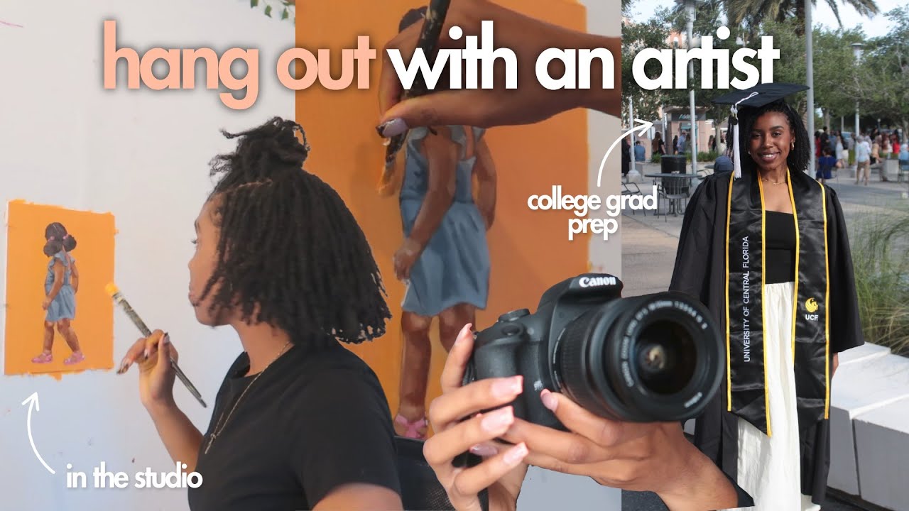 Tag Along💐 in the art studio, oil painting process🎨 + prepping for college graduation🎓