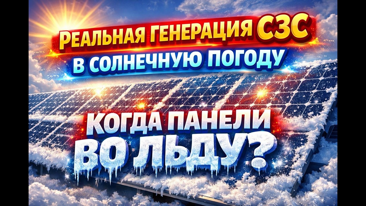 ⚡ Реальная генерация СЭС, когда панели во льду ❄️ Сколько кВт даёт солнце зимой?
