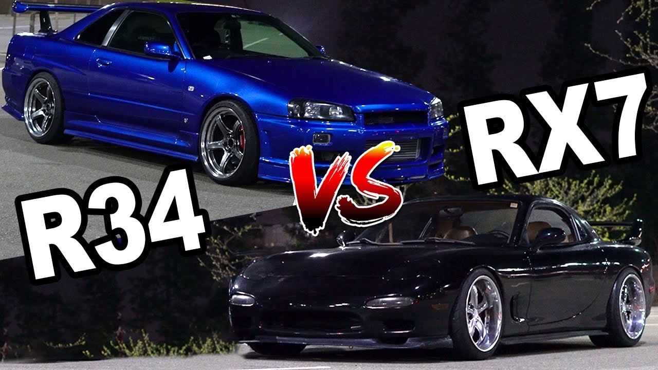 Гонки на моем RX7 против моего лучшего друга R34!!