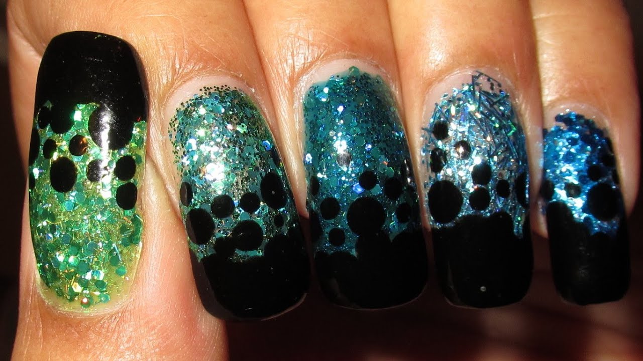 Dotted French Tip Glitter Ombre Nail Art Tutorial