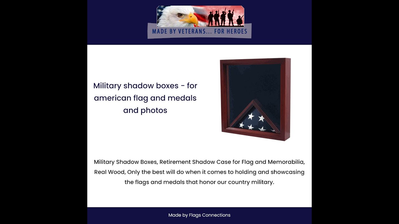 Military Shadow Boxes, Retirement Shadow Case for Flag and Memorabilia, Real Wood, Uv Plexiglas