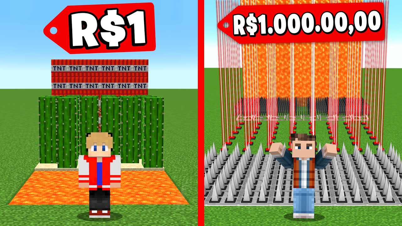ARMADILHAS de R$1 vs ARMADILHAS de R$1.000.000,00 no Minecraft