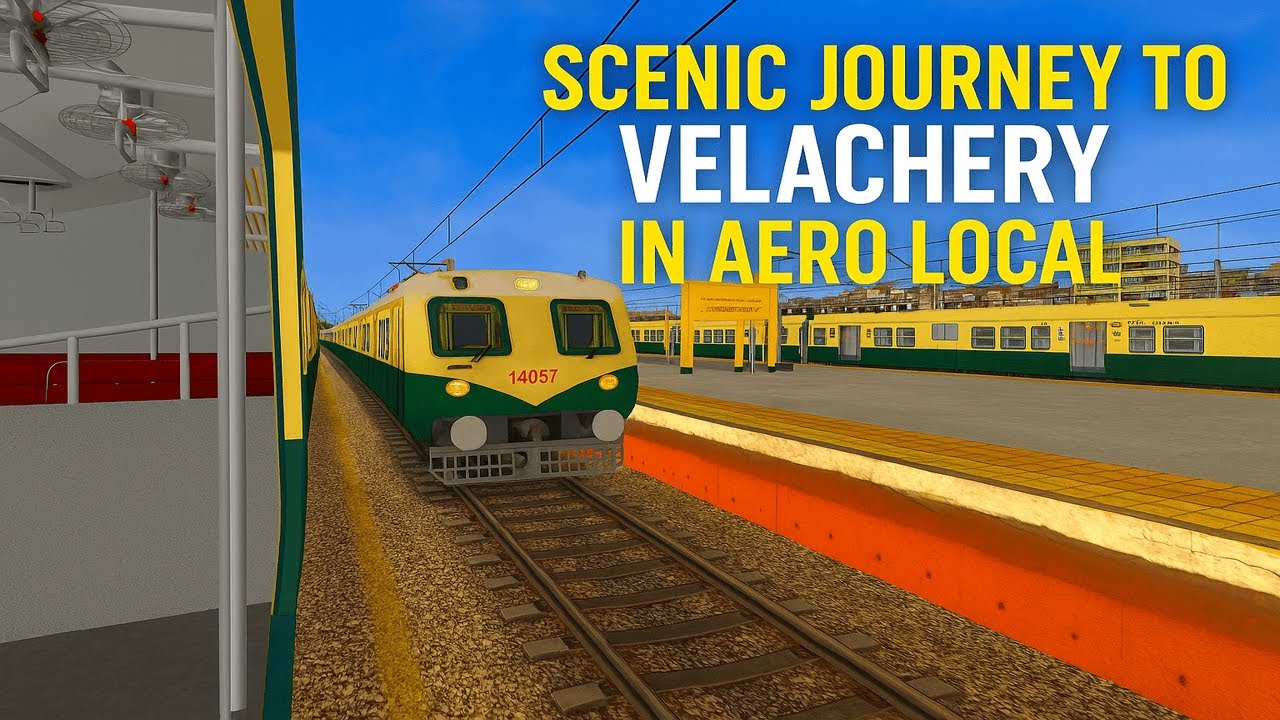 Chennai Beach To Velachery! A Scenic Aero EMU Local Ride In Elevated Track With Race & Many Crossing