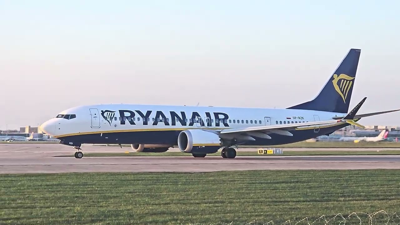Few planes in the setting sun (Manchester Airport)