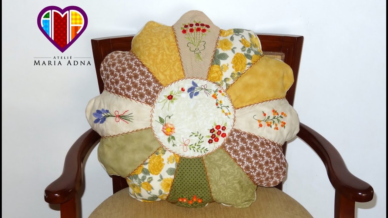 Almofada em patchwork de Gomos. Quilted patchwork pillow. Make a quilted patchwork pillow
