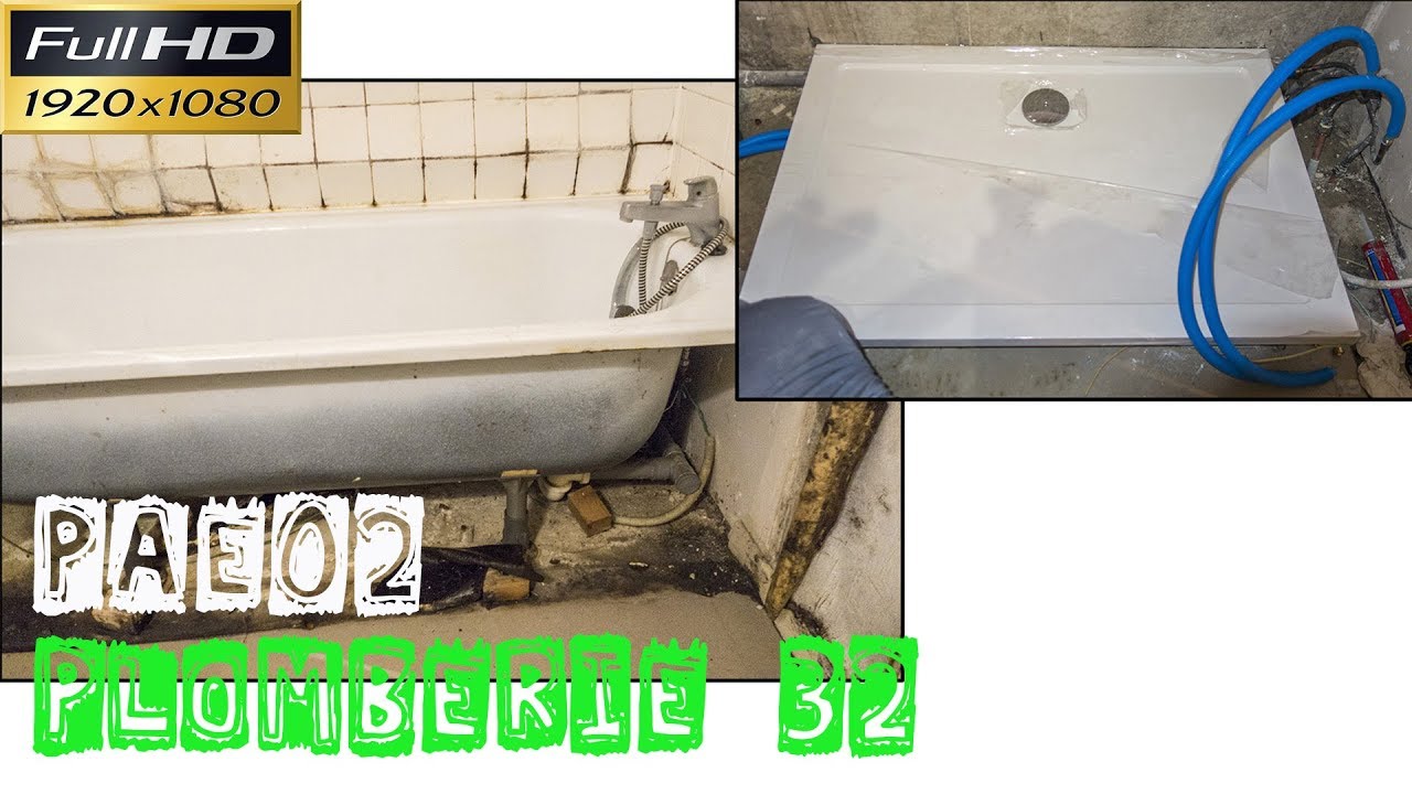Plomberie32-PAE02-Le remplacement d'une baignoire par un receveur de douche