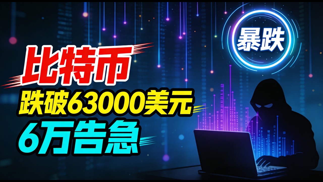 【惊魂！】比特币跌破 63000 美元，暴跌！6 万生命线告急