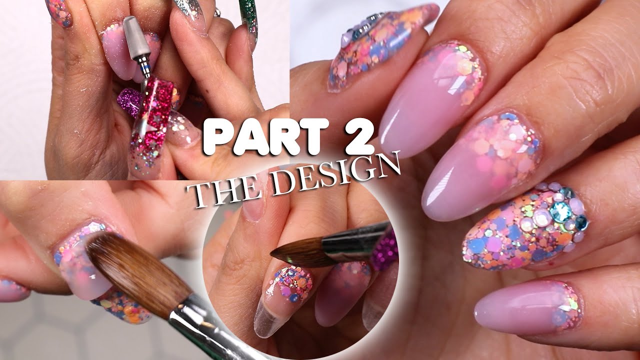 ✨Pt 2 Short Oval Acrylic nails | Glitter Cuticle Fade | Glitter Planet