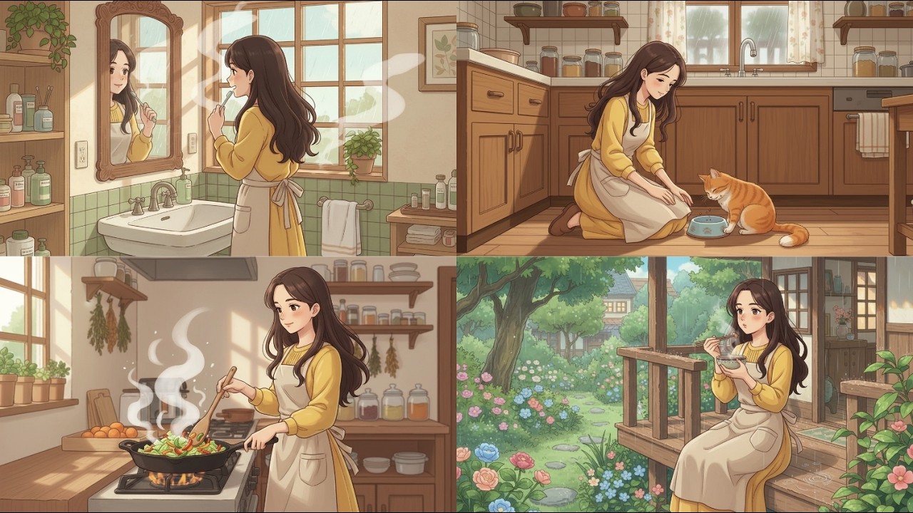 A Girl, A Storm & Homemade Dinner🏡 | Ghibli-Style Cooking ASMR🍲