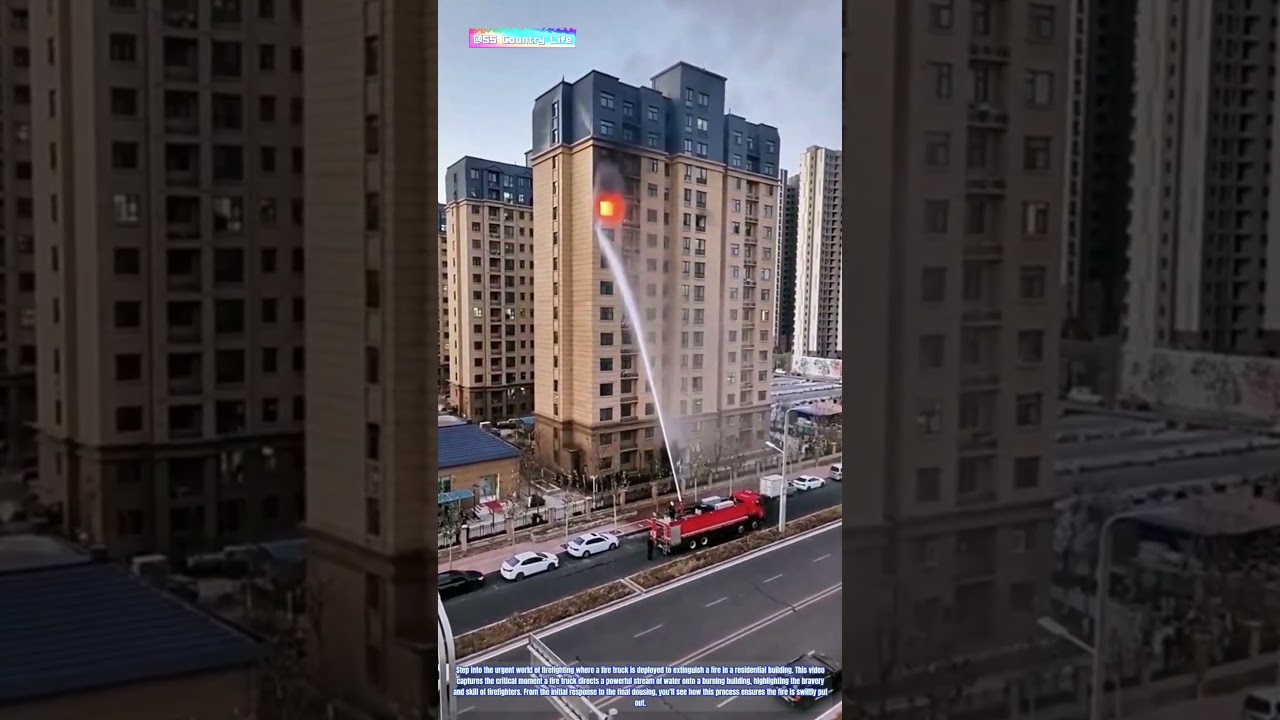 Quenching the Blaze: Fire Truck Extinguishing a Residential Fire