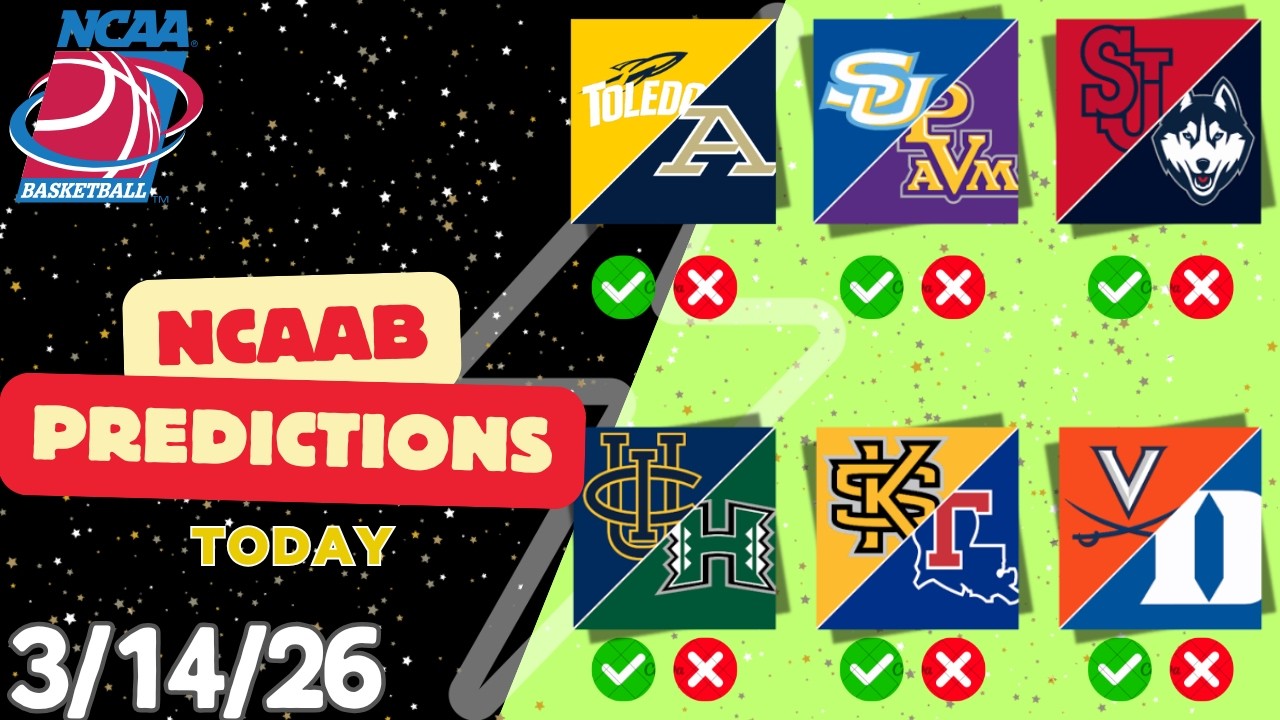 6 College Basketball Picks & Predictions Today (march/14/26) | NCAAB Picks Today
