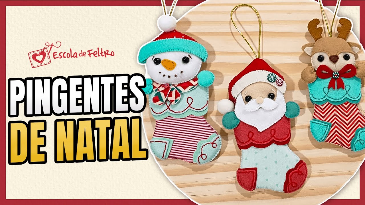Pingentes Natalinos - AULA + MOLDE GRÁTIS