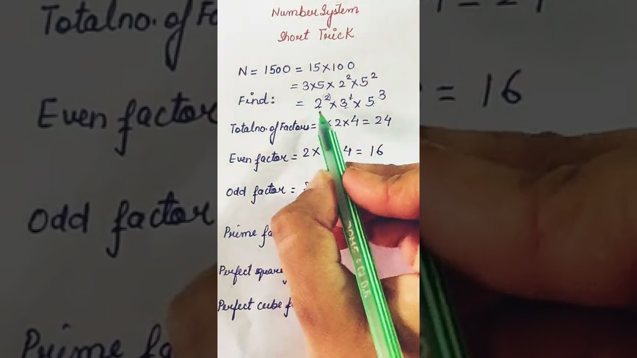 #Total no. of Factors#Even/Odd Factors/Perfect Cube and Perfect Square Factors#short#shorts