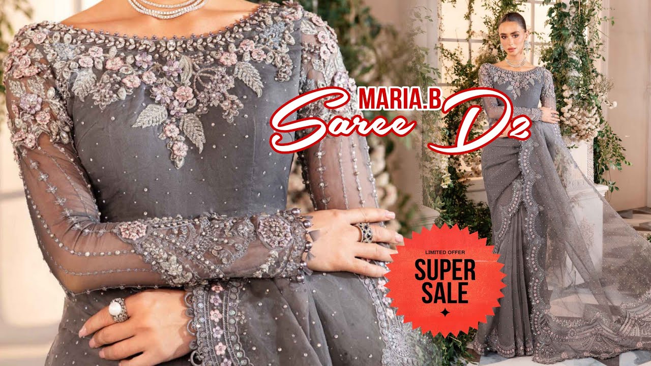 Maria B Saree BD-2902 | Latest Saree Collection 2024 | Maria B Mbroidered | Pakistani Saree Designs