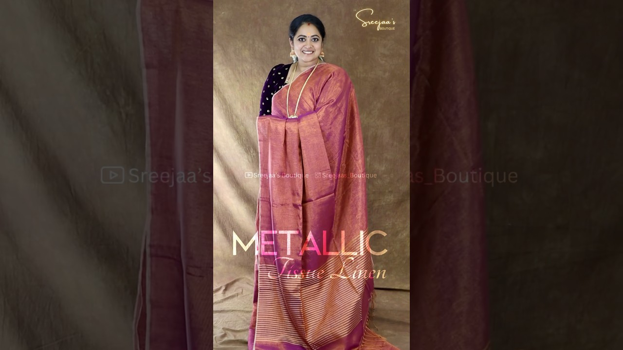 ✨Pure Metallic Tissue Linen Sarees - Shine with Elegance! | #trending #linen #khadi #saree #tissue