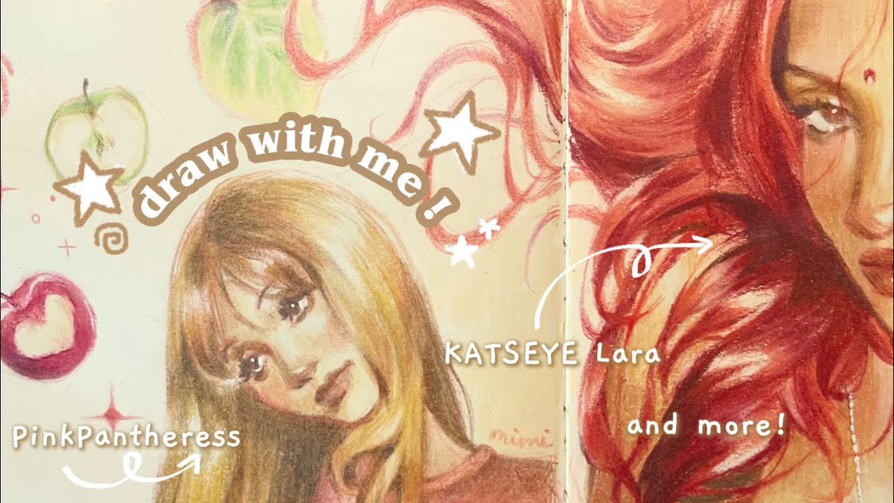 draw KATSEYE Lara and PinkPantheress with me! 🍎💫:: sketchbook spread
